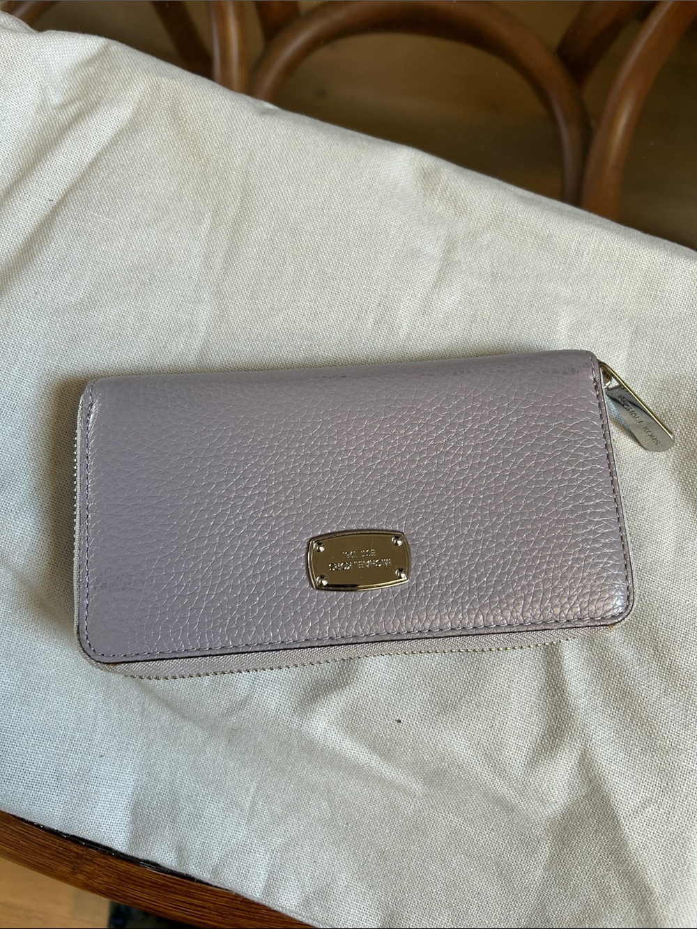Michael Kors Dusty Lavender Pebbled Leather Zip Wallet